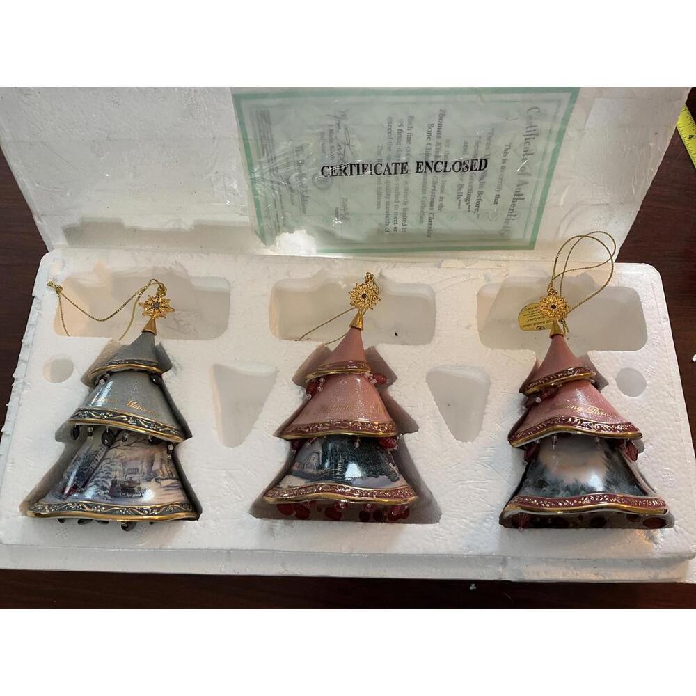 Thomas Kinkade Bone China Christmas Ornaments set of 3
